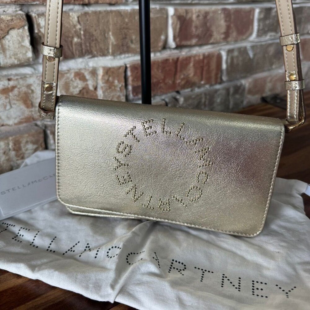 Stella McCartney Mini Metalic Gold Crossbody Bag